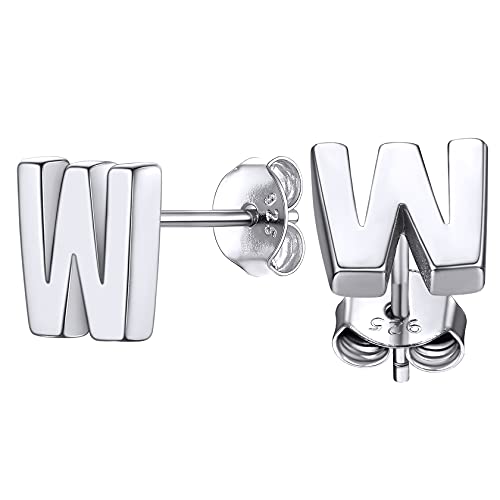 ChainsHouse 925 Sterling A Silber Ohrstecker für Damen Mädchen Initialer Letter Buchstabe W Ohrstecker mit Geschenkebox für Freundin Ehefrau von ChainsHouse