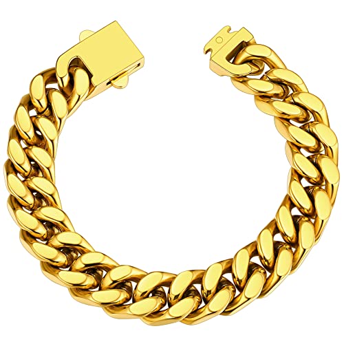 ChainsHouse Armband Herren Gold Edelstahl Armband Kette Herren Armband 21CM Partner Armband 12MM Breit Gold Schmuck Kette von ChainsHouse