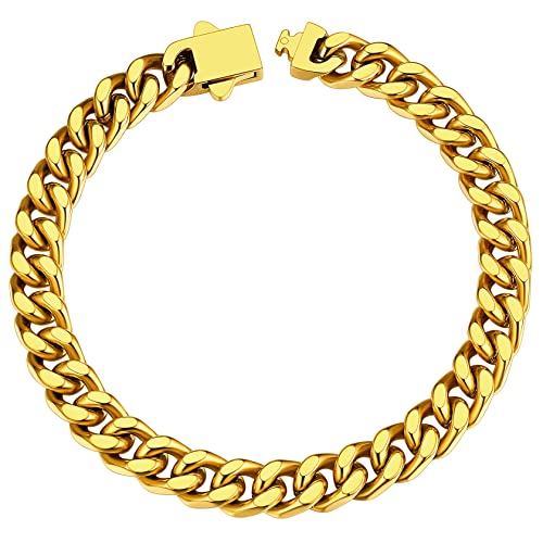 ChainsHouse Armband Herren Gold Edelstahl Armband Kette Herren Armband 21CM Partner Armband 7MM Breit Gold Schmuck Kette von ChainsHouse