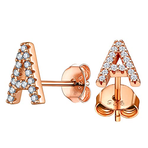 ChainsHouse B Rosegold Ohrstecker für Damen Mädchen Kleiner Alphabet A Ohrstecker Initialer Letter Ohrschmuck für Freundin Tochter Schwester von ChainsHouse