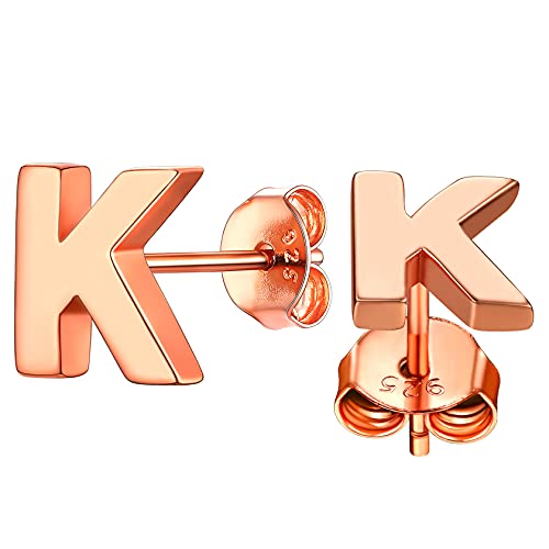 ChainsHouse B Rosegold Ohrstecker für Mädchen Damen Klein Letter K Ohrring Minimalisitischer Buchstabe Ohrschmuck mit Geschenkebox für Hochzeit Verlorbung von ChainsHouse