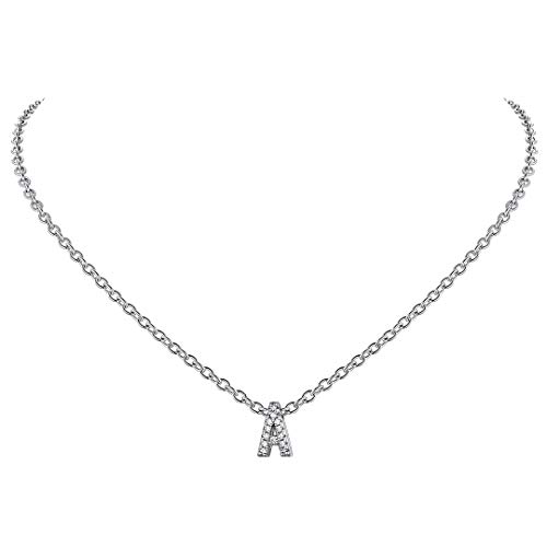 ChainsHouse Damen Buchstabe A Anhänger mit Zirkonia Silber Initial Halskette mit Geschenkebox für Valentinstag Muttertag von ChainsHouse