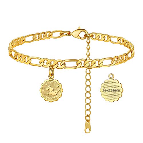 ChainsHouse damen Fußkettchen Steinbock Anhänger Sommer Fußkette mit Gravur für Geburtstag Valentinstag von ChainsHouse