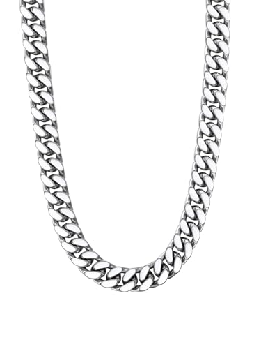 ChainsHouse Damen Kette Silber Miami Gliederkette Edelstahl Halskette 14mm Chunky Panzerkette 51cm Frauen Miami Kubanische Kette Rock Halsreif Halsschmuck Modeschmuck für Jahrestag von ChainsHouse
