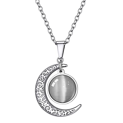 ChainsHouse Damen Mädchen Halbmond Anhänger mit Diamant Gebursstein Halskette mit Keltischer Knot Symbol mit Geschenkebox für Freundin Ehefrau Model von ChainsHouse