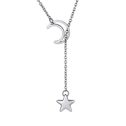 ChainsHouse Damen Y Kette mit Stern Anhänger Mädchen Stern Kette Mond Kette mit Geschenkebox für Valentinstag Jaherstag von ChainsHouse