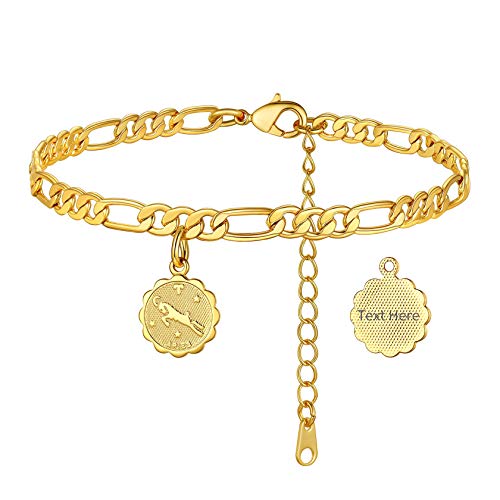 ChainsHouse Damen anpassbare Fußkettchen Widder Anhänger Runde Münze Fußkette Partner Fuschmuck von ChainsHouse