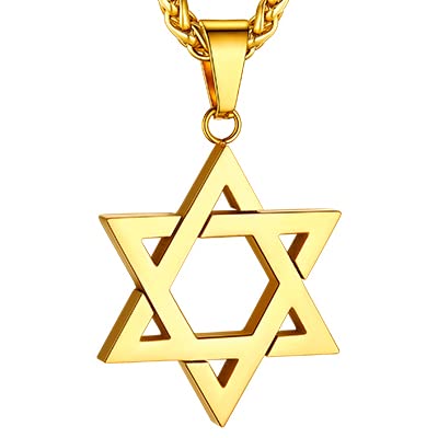 ChainsHouse Davidstern Kette Vergoldet Damen Hexagramm Anhänger für Frauen Edelstahl Halskette mit Davidstern Anhänger Religion Gold Kettenanhänger Modeschmuck für Ehefrau von ChainsHouse