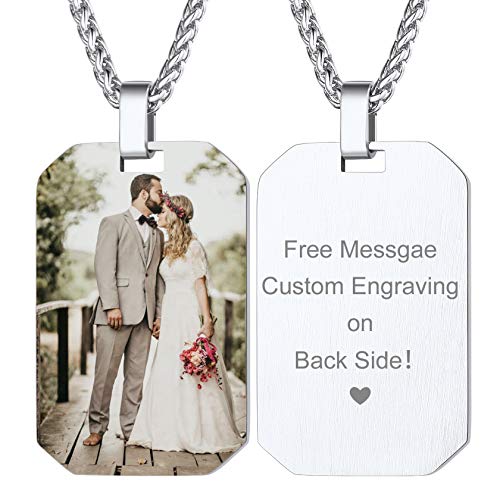 ChainsHouse Edelstahl Achteck Anhänger für Bilder Personalisierter Anhänger Damen Herren Photo Amulett mit Geschenkebox Personalisierter Schmuck von ChainsHouse