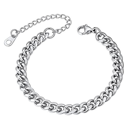 ChainsHouse Edelstahl Armband 6mm breit 16cm lang Panzer Armskette Damen Mädchen Armskette für Geburtstag Valentinstag von ChainsHouse