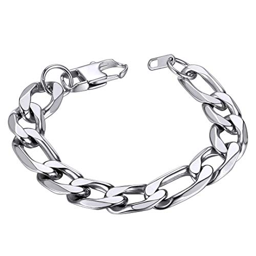 ChainsHouse Edelstahl Armband herren 13mm Figarokette Armskette in 21cm lang Hip pop Armschmuck für Valentinstag Weihnachten von ChainsHouse