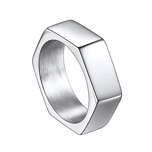 ChainsHouse Edelstahl Bandring für Herren Männer 7mm breit Modeschmuck Fingerring Punk Stil Herren Ringe Größe 62 Partnerring Freundschaftsring für Geburtstag Vatertag Valentinstag von ChainsHouse