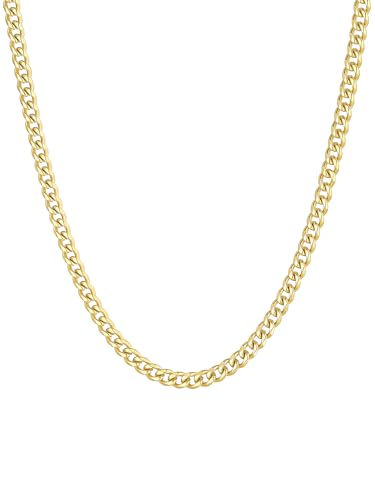 ChainsHouse Kette Herren 3mm Gliederkette Gold Damen Edelstahl Halskette Goldene Kette 3mm Klassische Halskette 3mm Männer Vergoldete Panzerkette 51cm Frauen Kubanische Kette Schmuck für Freundin von ChainsHouse