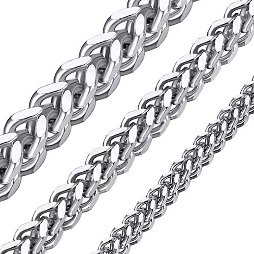 ChainsHouse Edelstahl Franco Kette Silber 4mm breit Link 70cm lang Halskette für Damen und Herren von ChainsHouse