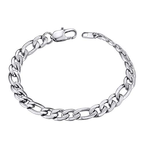 ChainsHouse Edelstahl herren Armband 19cm Figarokette Armskette in Geschenkebox für Weihnachten Valentinstag Geburtstag von ChainsHouse