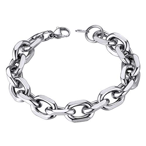 ChainsHouse Edelstahl Panzerarmband Unisex Erbskette Armband-Silber-Geschenkebox enthält-wählbare Farbe und Länge von ChainsHouse