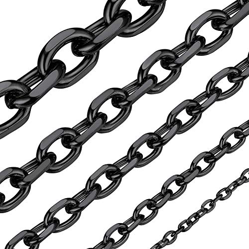 ChainsHouse Herren Kette Rolo Gliederkette Damen Rolokette 9mm Halskette für Herren Edelstahl Ankerkette 55cm Männer Glieder Halskette Schwarz O-Kette Halsreif Halsschmuck Modeschmuck für Freund von ChainsHouse