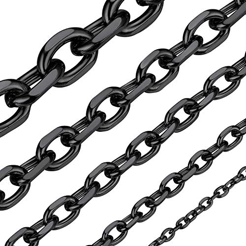 ChainsHouse Edelstahl Rolokette herren O kette Rolo Collier herrenKette -Breit 12MM-Schwarz-wählbar Länge von ChainsHouse