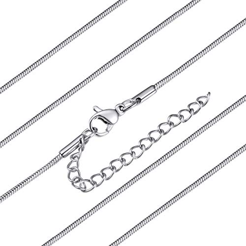 ChainsHouse Edelstahl Schlangekette 1.2mm breit 76cm+5cm lang Halskette in Silberfarbe für Mädchen und Jungen von ChainsHouse