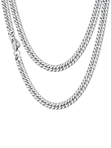 ChainsHouse Halskette Herren Edelstahl Kette Männer Miami Halskette ohne Anhänger 5mm Panzerkette Damen Silber Kette Herren Massiv Kubanische Kette 5mm Gliederkette 71cm Modeschmuck für Valentinstag von ChainsHouse