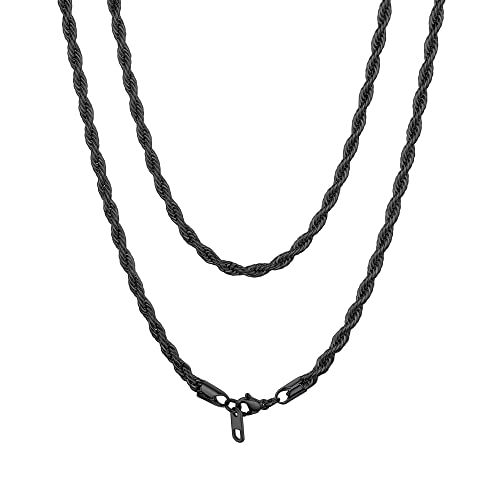 ChainsHouse Edelstahl Zopfkette mit Schmuckverschluss 55cm Schwarze Kordelkette mit Geschenkebox für Damen ChainsHouse Edelstahl Zopfkette mit Schmuckverschluss 55cm Schwarze Kordelkette mit Geschenkebox für Damen von ChainsHouse
