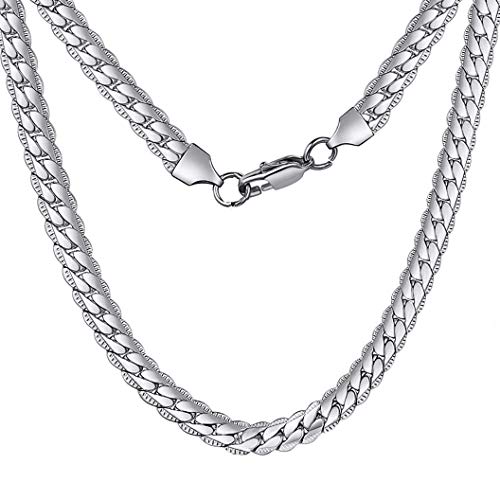 ChainsHouse Fashion Model Kette in 6mm Breite 51cm Lang männliche silberfarbe Halskette mit Geschenkebox und Schmuckbeutel von ChainsHouse