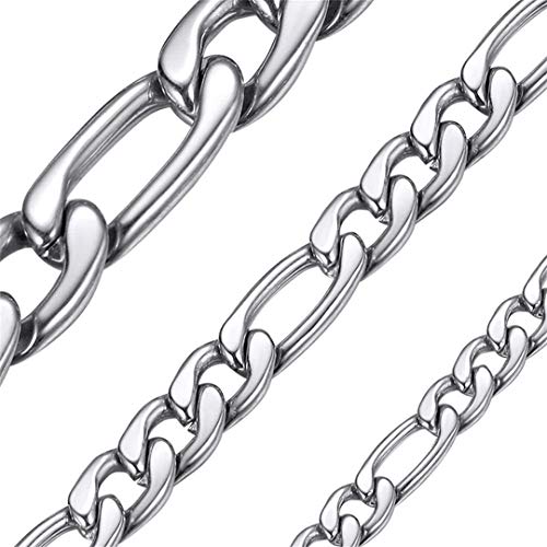 ChainsHouse Figarokette herren Edelstahl Kette in Silberfarbe- Schmuckbox enthält-5mm breit-61cm lang von ChainsHouse