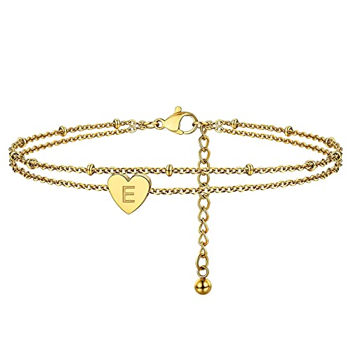 ChainsHouse Fußkettchen Armkette für Damen Mädchen Letter E Fußbändchen Armband Schönes goldene Fußkette Armkette mit Geschenkebox für Valentinstag Geburtstag von ChainsHouse