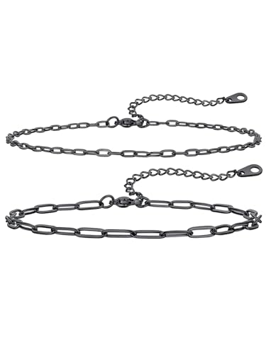 ChainsHouse Fußkette Schwarz Damen Paperclip Link Kette Fußkettchen Set Frauen Edelstahl Büroklammer Paperclip Fußkette Set Mädchen 2 Stück Verstellbar Fußketten Sommer Fußband Fußschmuck für Tochter von ChainsHouse