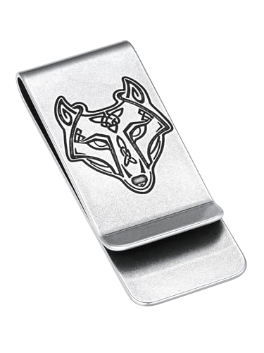 ChainsHouse Geldklammer Herren Wolfskopf Edelstahl Geldscheinklammer Wikinger Geldclip Herrengeldklammer von ChainsHouse