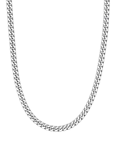 ChainsHouse Gliederkette Damen Edelstahl Halskette Silber Miami Kette 5mm Miami Klobig Halskette Frauen Chunky Panzerkette 51cm Mädchen Massiv Kubanische Kette Halsschmuck für Geburtstag von ChainsHouse