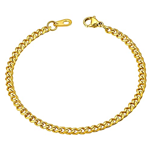 ChainsHouse gold Armband für Damen Mädchen 3mm 19cm lang Panzer Armband mit Geschenkebox für Weihnachten Valentinstag von ChainsHouse