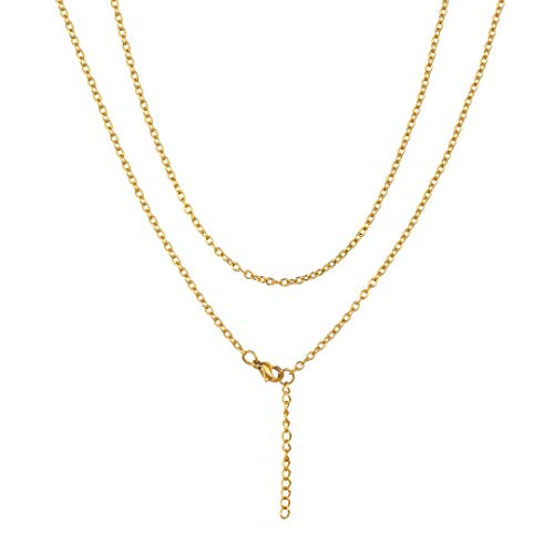 ChainsHouse Gold Kette Edelstahl Damen Halskette 2mm Ankerkette Rolokette 46cm Goldene Gliederkette Erbskette Edelstahlkette Frauen Stabile Kabelkette ohne Anhänger Halsreif Halsschmuck für Tochter von ChainsHouse