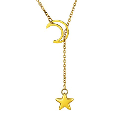 ChainsHouse Gold Y kette damen geschenke Stern Kette Mond Kette für Ehefrau Freundin Tochter von ChainsHouse