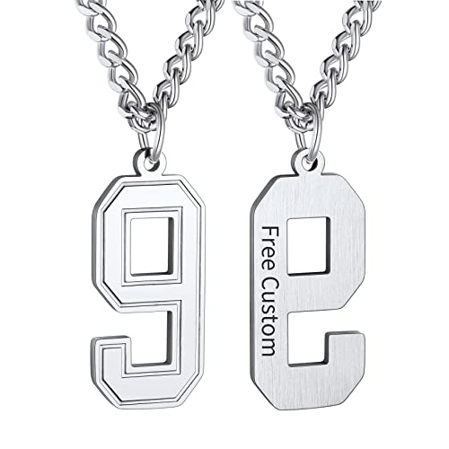 ChainsHouse Goldener Nummer 9 Anhänger Damen Herren Zahl 9 Anhänger Kette Sportnummer Kette Fußball Nummerkette mit Gravur für Weihnachten Geburtstag von ChainsHouse