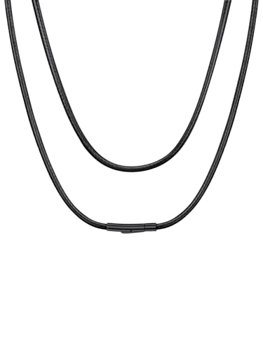 ChainsHouse Damen Kordelkette Schwarz Herren Kette 66cm/3mm Kunstleder Kette mit Edelstahl Schwarz Verschluss Accessoire Lederkette Ohne Anhänger Lederband 3mm Chain Modeschmuck für Liebhaber ChainsHouse Damen Kordelkette Schwarz Herren Kette 66cm/3mm Kunstleder Kette mit Edelstahl Schwarz Verschluss Accessoire Lederkette Ohne Anhänger Lederband 3mm Chain Modeschmuck für Liebhaber von ChainsHouse