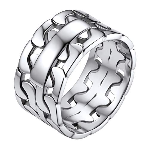 ChainsHouse herren Männer Ring 11mm breit Panzerkette Design Bandring Statement Fingerring Vintag Ring hochgepoliert Fingerring für Model Sänger von ChainsHouse