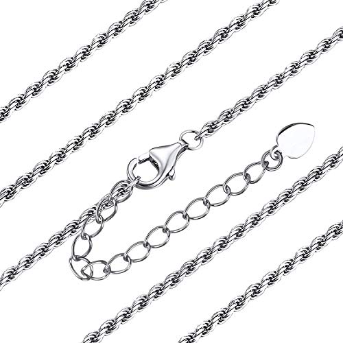 ChainsHouse herren halskette 1.6mm breit Kordelkette 925 Silber Rope Halskette für Muttertag Geburtstag von ChainsHouse