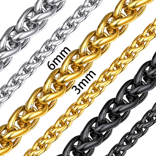 ChainsHouse Herren Kette 66cm 6mm Breit Silberfarbe weizen halskette aus Edelstahl Unisex Schmuck als eine ideale Geschenke von ChainsHouse