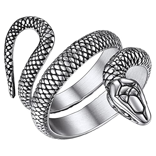 ChainsHouse Herren Männer Fingerring Vintag Schlangenring Statement Ring Punk Retro Snake Fingerring für Geburtstag Vatertag von ChainsHouse