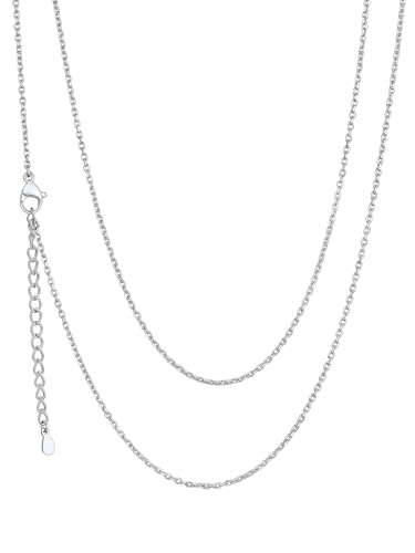 ChainsHouse Kette Damen Ankerkette 1.4mm Halskette für Frauen Edelstahl Halskette 55cm Rolokette Mädchen Feine Gliederkette 1.4mm Robuste Stabile Kabelkette Halsreif Modeschmuck für Geburtstag von ChainsHouse