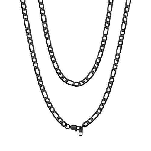 ChainsHouse Kette Schwarz Gliederkette Herren Edelstahl Halskette Figarokette 6mm Figaro Kette 61cm Halskette ohne Anhänger Männer 3+1 Glieder Link Chain Mann Halsband Halsschmuck für Rapper ChainsHouse Kette Schwarz Gliederkette Herren Edelstahl Halskette Figarokette 6mm Figaro Kette 61cm Halskette ohne Anhänger Männer 3+1 Glieder Link Chain Mann Halsband Halsschmuck für Rapper von ChainsHouse