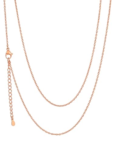 ChainsHouse Kette für Damen Ankerkette 1.4mm Frauen Edelstahl Halskette 55cm Rolokette Mädchen Feine Gliederkette 1.4mm Robuste Stabile Kabelkette Rosegold Halsreif Modeschmuck für Weihnachten von ChainsHouse