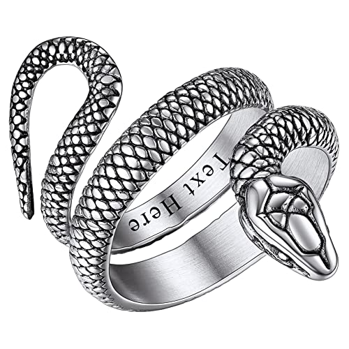 ChainsHouse Personalisierter Schlange Fingerring für Herren Männer Gothik Statement Ring Snake Fingerring mit Geschenkebox für Freunden Ehemann von ChainsHouse