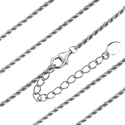 ChainsHouse Platin Rope Halskette 1.3mm Damen Kordelkette 51cm lang Twisted Verdreht Kette mit Geschenkebox von ChainsHouse