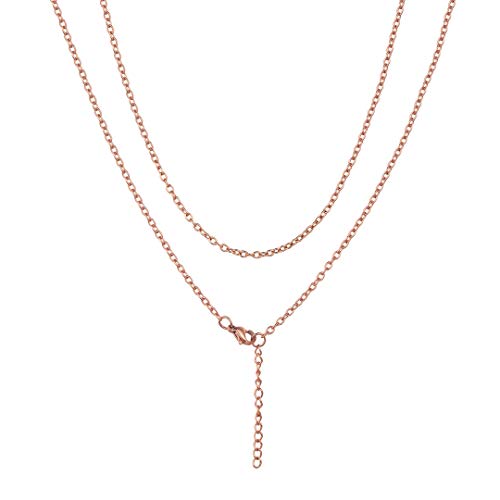 ChainsHouse Rosegold Ankerkette Halskette für Damen Frauen 2mm breit 51cm lang Rolokette Erbskette mit Geschenkebox für Freundin Mutter Tochter von ChainsHouse