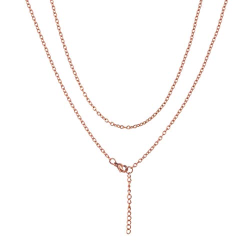 ChainsHouse Edelstahlkette Damen Rolokette 2mm Halskette Rosegold Erbskette Ankerkette 66cm Kette für Frauen Feine Gliederkette 2mm Rundstahlkette Kabelkette Halsband Modeschmuck für Ehefrau von ChainsHouse