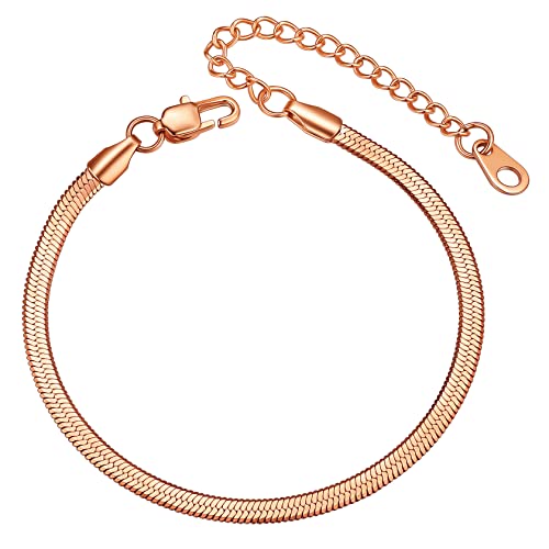 ChainsHouse Rosegold Schlangearmband für Damen Mädchen 1.5mm Charm Armband 16cm lang Kettenarmband mit Geschenkebox für Valentinstag Geburtstag Weihnachten von ChainsHouse