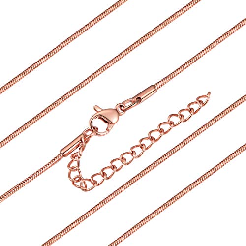 ChainsHouse Rosegold Schlangenkette aus Edelstahl 1.2mm breit 55cm+5cm Verlängerung Schlangenkette mit Geschenkebox für Frauen und Mädchen von ChainsHouse