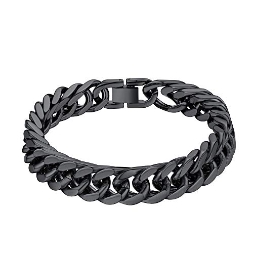 ChainsHouse Schwarz Armbänder Herren 21cm Edelstahl Panzerkette Armband Biker Armkette mit Geschenkebox für Freunden Ehemann von ChainsHouse